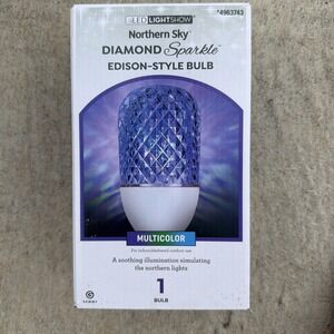 NIB Gemmy LED Northern Sky Diamond Sparkle Christmas Multicolor Edison Bulb